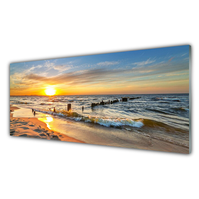 Skleneny obraz More západ slnka pláž