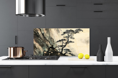 Sklenený obklad Do kuchyne Maľovaný strom umenie