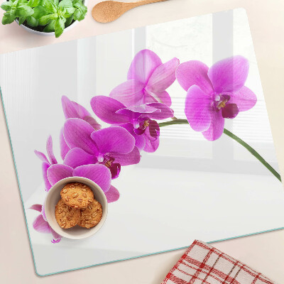 Sklenená doska na krájanie Kvety orchideí v odtieňoch ružovej