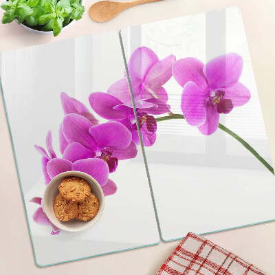Sklenená doska na krájanie Kvety orchideí v odtieňoch ružovej