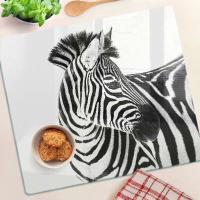 Sklenená doska na krájanie Zebra v čiernobielych pruhoch