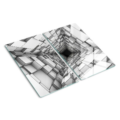 Sklenená doska na krájanie 3D kockové bludisko