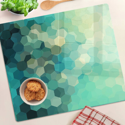 Sklenená doska na krájanie Geometrické šesťuholníky v odtieňoch modrej