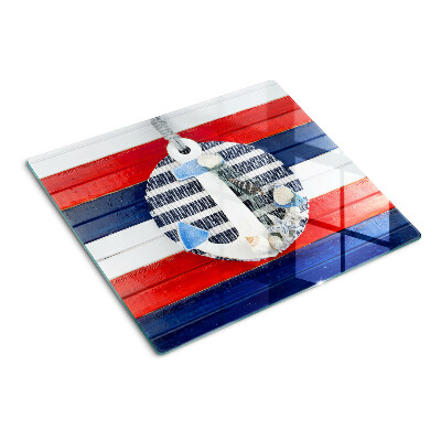 Sklenená doska na krájanie Kotva na pruhovom pozadí
