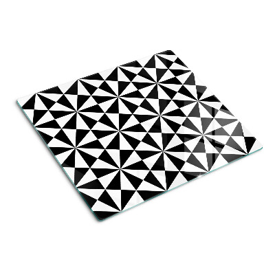Sklenená doska na krájanie Geometrické trojuholníky v čiernej a bielej farbe