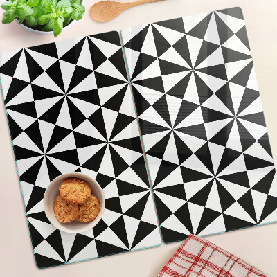 Sklenená doska na krájanie Geometrické trojuholníky v čiernej a bielej farbe
