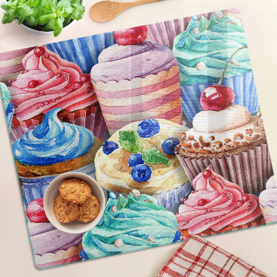 Doska na krájanie Cupcakes a farebné pečivo