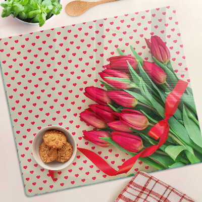 Doska na krájanie Tulipány so srdiečkami a stuhou