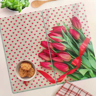 Doska na krájanie Tulipány so srdiečkami a stuhou