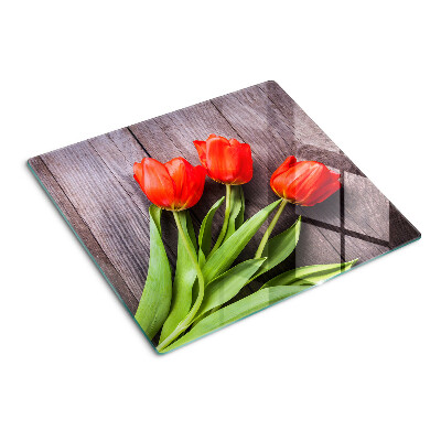 Doska na krájanie Tulipány na drevenom pozadí