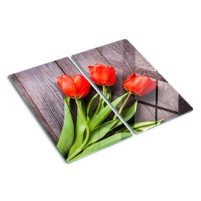Doska na krájanie Tulipány na drevenom pozadí