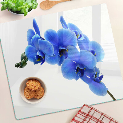 Sklenená doska na krájanie Modré orchidey