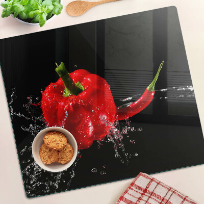 Sklenená doska na krájanie Červená paprika vo vode