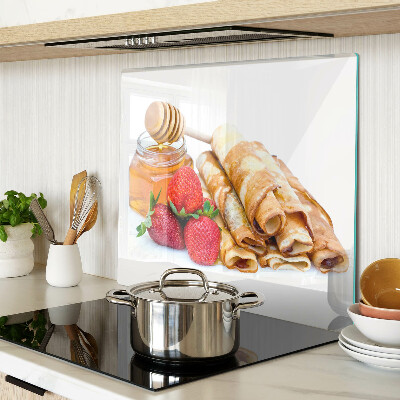 Sklenená doska na krájanie Palacinky s medom a jahodami