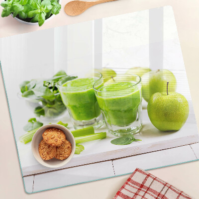 Sklenená doska na krájanie Zelené smoothie a čerstvé ingrediencie