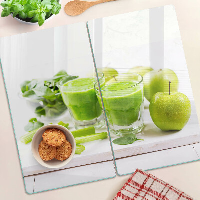 Sklenená doska na krájanie Zelené smoothie a čerstvé ingrediencie