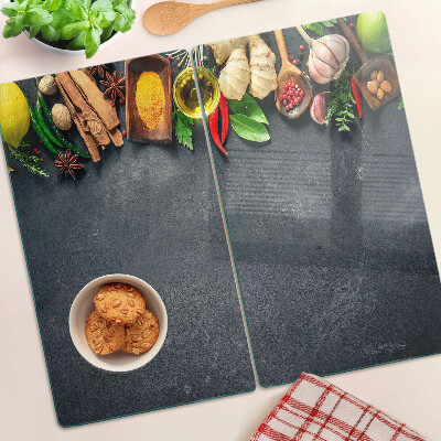 Sklenená doska na krájanie Kuchynské korenie a ingrediencie