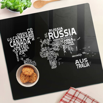 Doska na krájanie Mapa sveta s názvami krajín