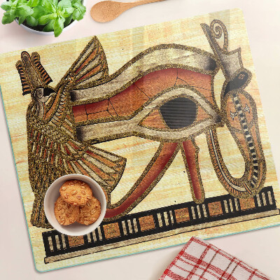 Sklenená doska na krájanie motív egyptských hieroglyfov
