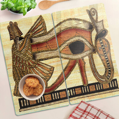 Sklenená doska na krájanie motív egyptských hieroglyfov