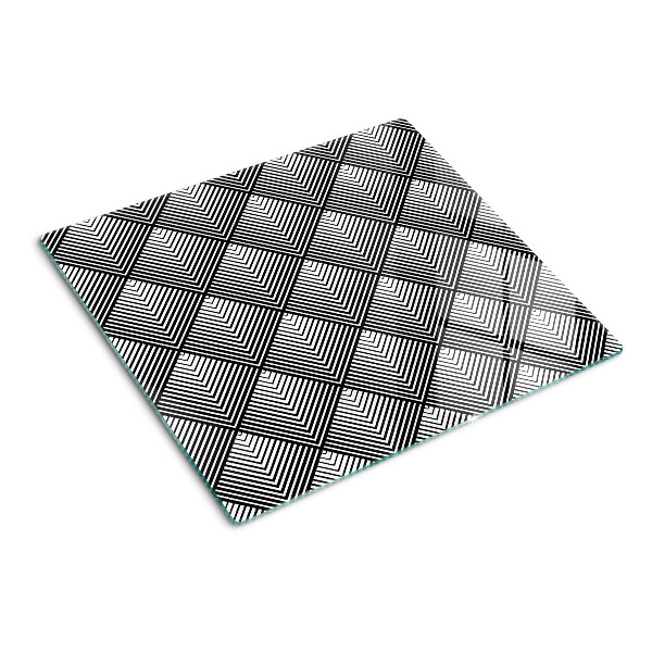 Sklenená doska na krájanie Geometria v čiernej a bielej farbe