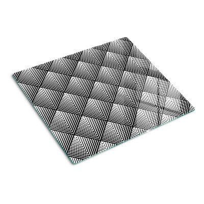 Sklenená doska na krájanie Geometria v čiernej a bielej farbe