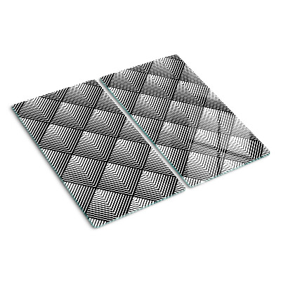 Sklenená doska na krájanie Geometria v čiernej a bielej farbe