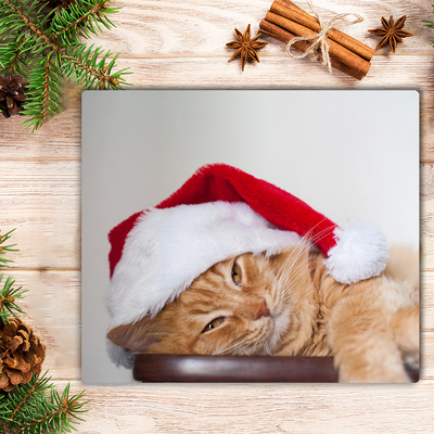 Mačka čiapka Santa Claus Sklenené doska do kuchyne