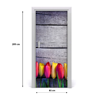 Samolepiace fototapety na dvere farebné tulipány