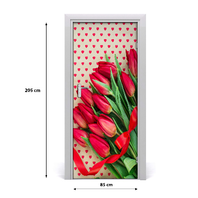 Samolepiace fototapety na dvere červené tulipány