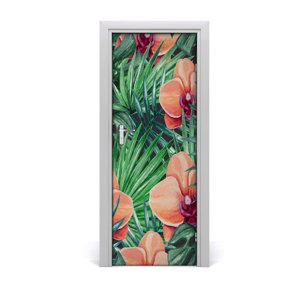 Samolepiace fototapety na dvere Orchidea a palmy