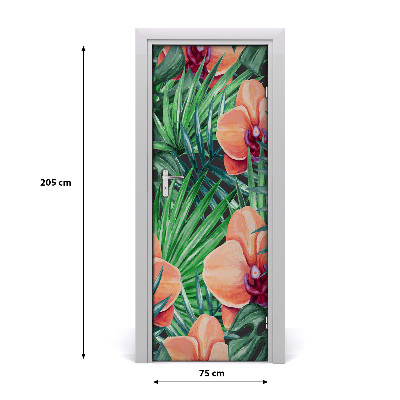 Samolepiace fototapety na dvere Orchidea a palmy
