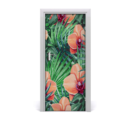 Samolepiace fototapety na dvere Orchidea a palmy