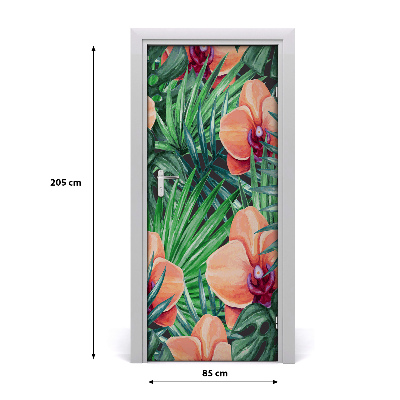 Samolepiace fototapety na dvere Orchidea a palmy