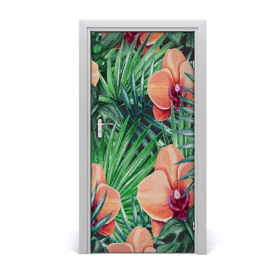 Samolepiace fototapety na dvere Orchidea a palmy