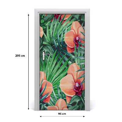 Samolepiace fototapety na dvere Orchidea a palmy