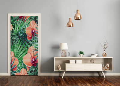 Samolepiace fototapety na dvere Orchidea a palmy