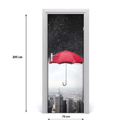 Fototapeta samolepiace dvere dáždnik nad mestom