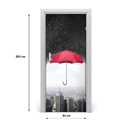 Fototapeta samolepiace dvere dáždnik nad mestom