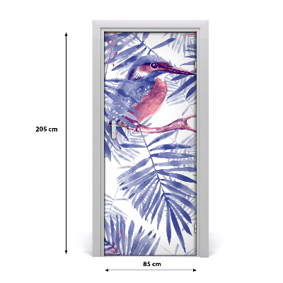 Samolepiace fototapety na dvere lístie palmy a vták