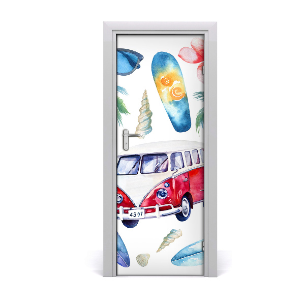 Samolepiace fototapety na dvere surferská sada