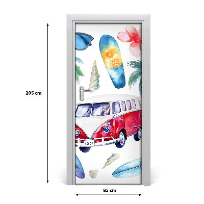 Samolepiace fototapety na dvere surferská sada