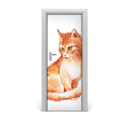 Samolepiace fototapety na dvere červená mačka