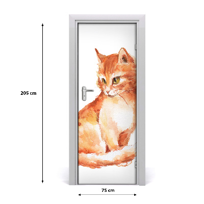 Samolepiace fototapety na dvere červená mačka