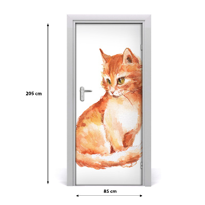 Samolepiace fototapety na dvere červená mačka