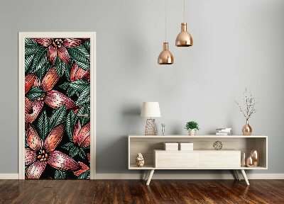 Samolepiace fototapety na dvere tropické kvety