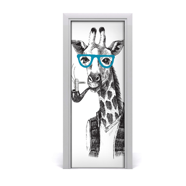 Samolepiace fototapety na dvere Žirafa s okuliarmi