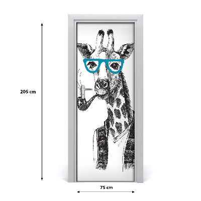 Samolepiace fototapety na dvere Žirafa s okuliarmi