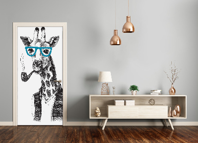 Samolepiace fototapety na dvere Žirafa s okuliarmi