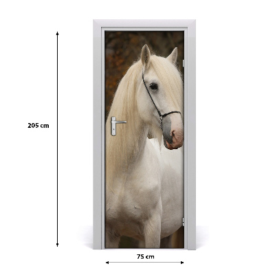 Samolepiace fototapety na dvere biely kôň